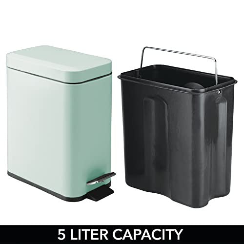 Mdesign Cubo de Basura Rectangular con Capacidad de 5 litros - Compacto contenedor de residuos con cubeta Interior para Oficina, baño o Dormitorio Verde Menta Reacondicionado Discount