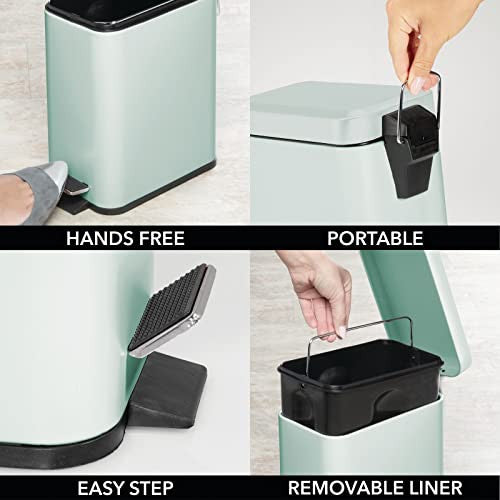 Mdesign Cubo de Basura Rectangular con Capacidad de 5 litros - Compacto contenedor de residuos con cubeta Interior para Oficina, baño o Dormitorio Verde Menta Reacondicionado Discount