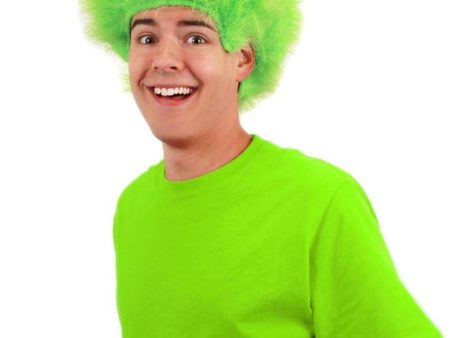 Lime Green Fuzzy Costume Wig Adult Supply