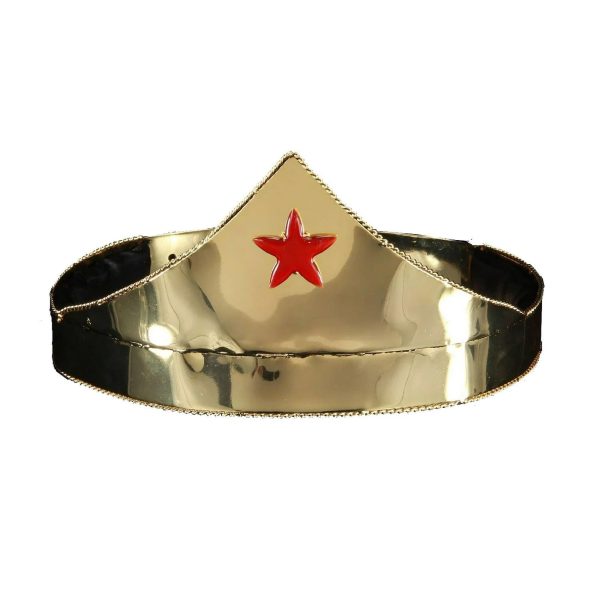 Wonder Gold & Red Star Adjustable Costume Crown Adult Fashion