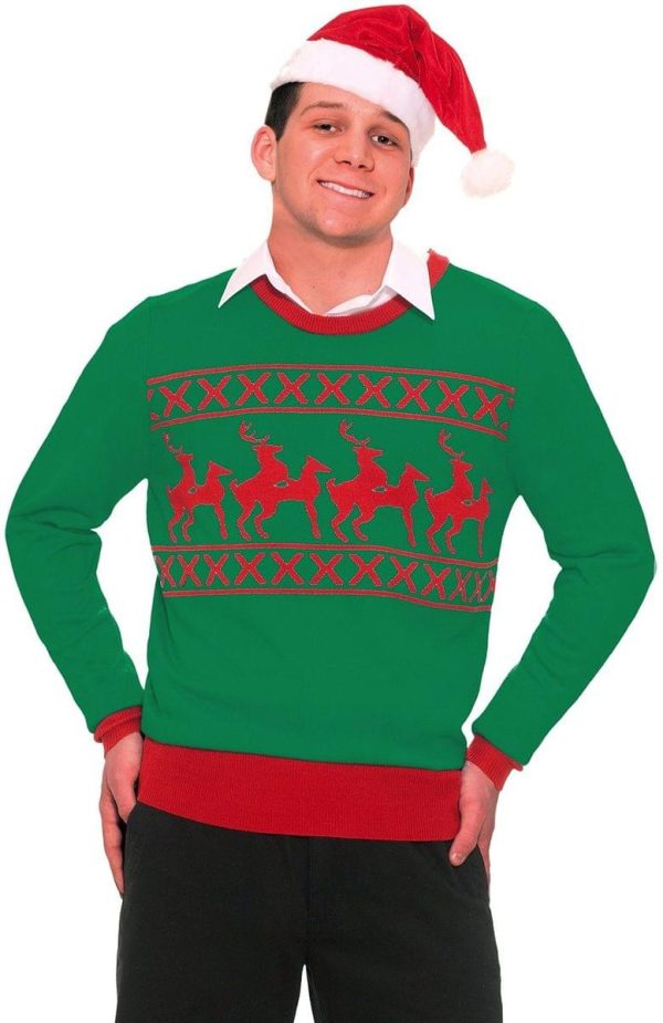 Ugly Christmas Humping Reindeer Adult Sweater Online Hot Sale