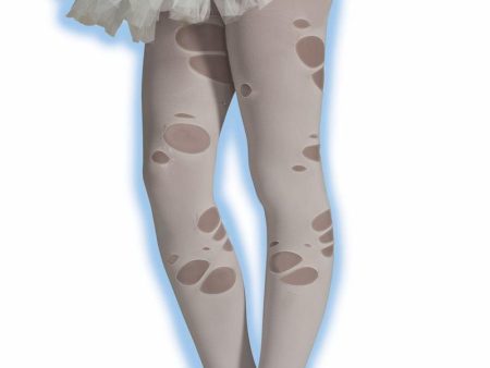 Ghost White Tattered Costume Leggings Adult Supply