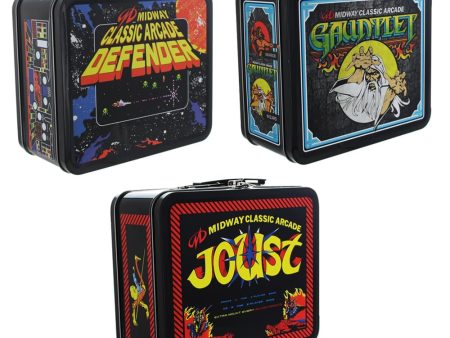 Midway Classic Arcade Tin Lunch Boxes Set of 3: Defender, Gauntlet, & Joust on Sale