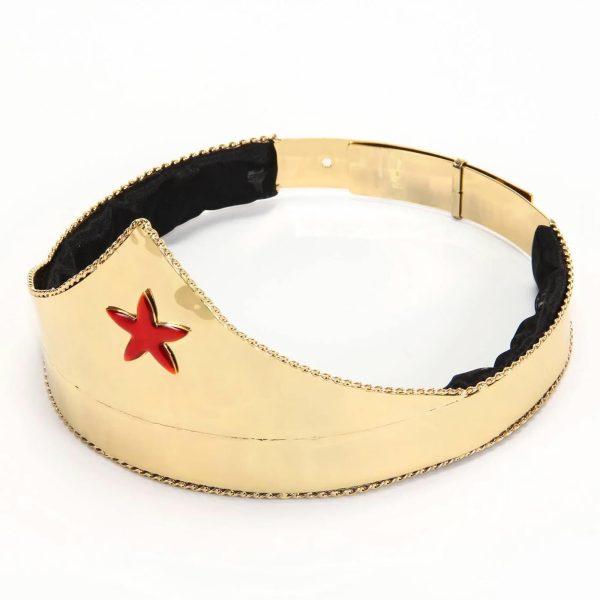 Wonder Gold & Red Star Adjustable Costume Crown Adult Fashion