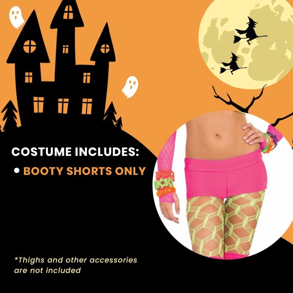 Club Candy Solid Neon Costume Booty Shorts Adult: Pink Supply