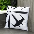 Star Wars White Throw Pillow | Black X-Wing Fighter Design | 18 x 18 Inches Cheap