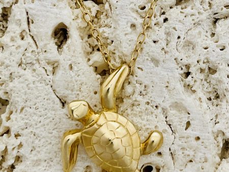 14k gold small cute turtle pendant necklace Cheap