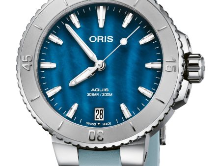 Oris Aquis Date Mid-Size 36.5mm Blue Mother of Pearl Dive Watch Online Sale