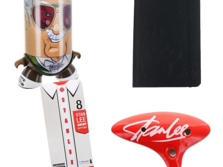 Stan Lee Gift Set with Vinyl Can Figure, Buttons, Sketchbook, & Ocarina of Doom For Cheap