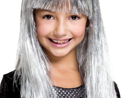 Glitzy Glamour Bob Silver Child Costume Wig Online now