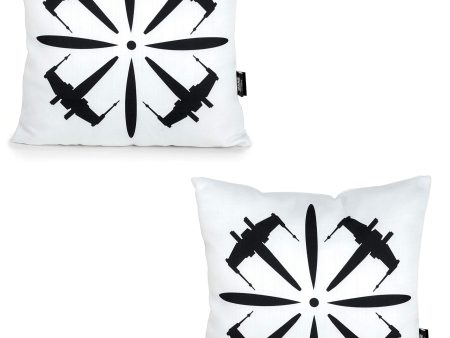 Star Wars White Throw Pillow | Black X-Wing Design | 18 x 18 Inches | Set of 2 Online Hot Sale