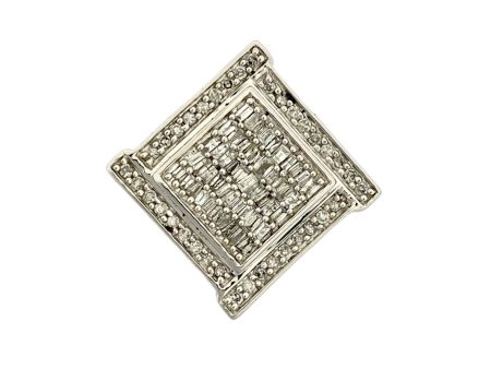 10k white gold diamond square pendant 1 CTTW For Discount