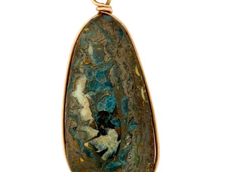 14k gold handmade custom bezel boulder opal pendant Online now