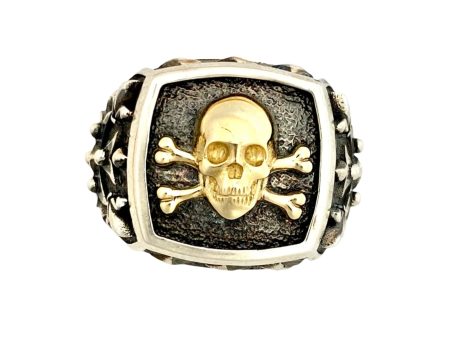 14k gold & sterling silver pirate skull and crossbones ring Hot on Sale