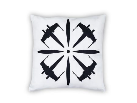 Star Wars White Throw Pillow | Black X-Wing Fighter Design | 18 x 18 Inches Cheap