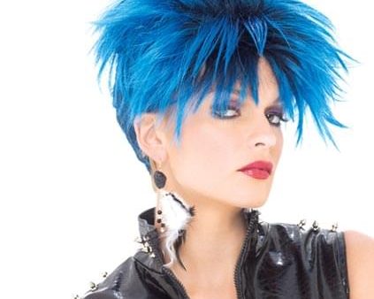 Punk Girl Blue & Black Adult Costume Wig Discount