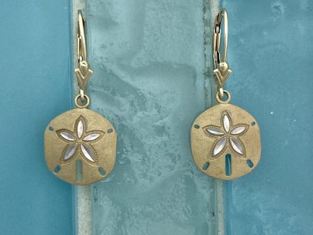 14k 2-Tone Gold Sand Dollar Leverback Earrings Supply