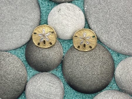 14k 2-Tone Gold Sand Dollar Post Earrings Online