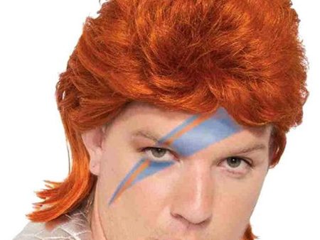 Orange David Bowie Rock Star Adult Costume Wig Sale