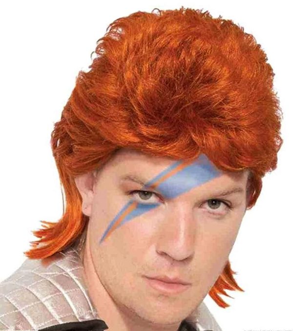 Orange David Bowie Rock Star Adult Costume Wig Sale